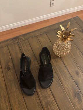 Tory Burch Black Suede Open-Toe Slide Mules